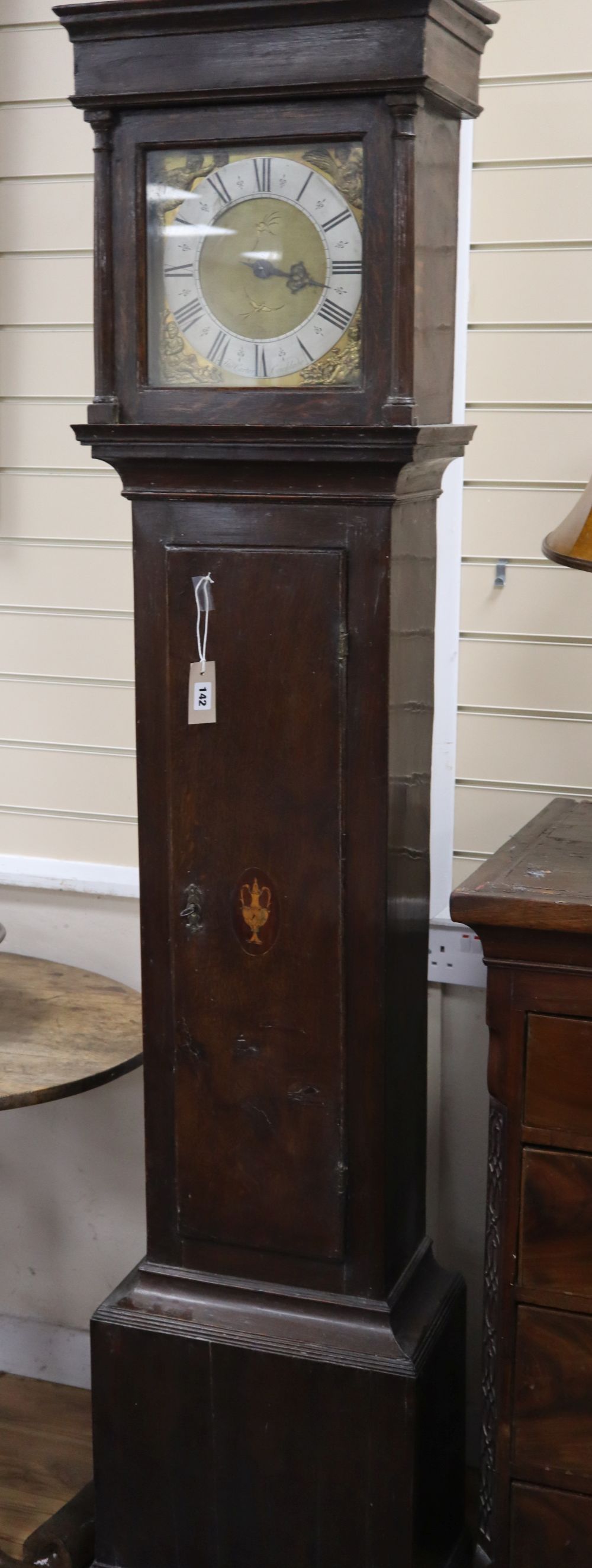 Thos. Carter, Cricklade. An 18th century oak longcase clock, H.196cm